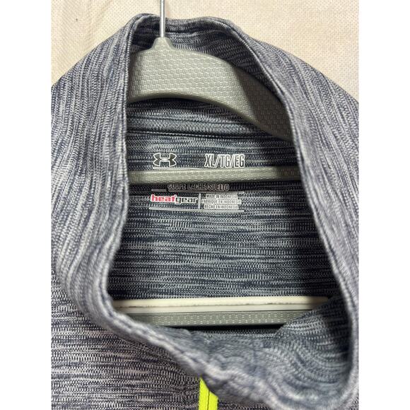 Under Armour 1/4 Zip Pullover Men’s Size XL Gray Neon Yellow Logo Long Sleeve - Picture 2 of 9